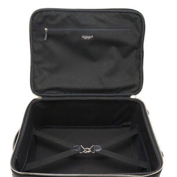 Authentic CHANEL CC Quilted Nylon Luggage Carry-on Trolley Wheels Travel Bag - Picture 5 of 12